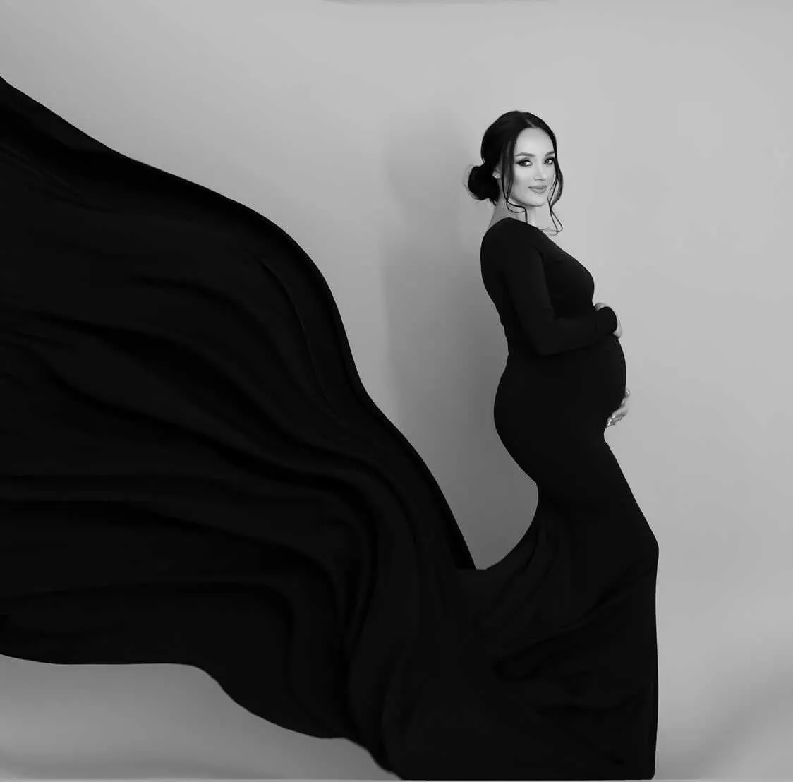 Boat Neck Bodycon Maternity Gown