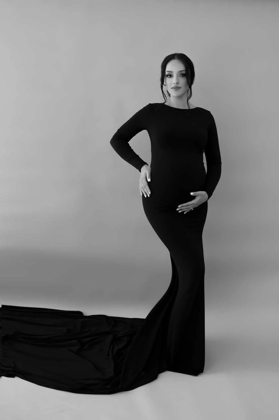 Boat Neck Bodycon Maternity Gown