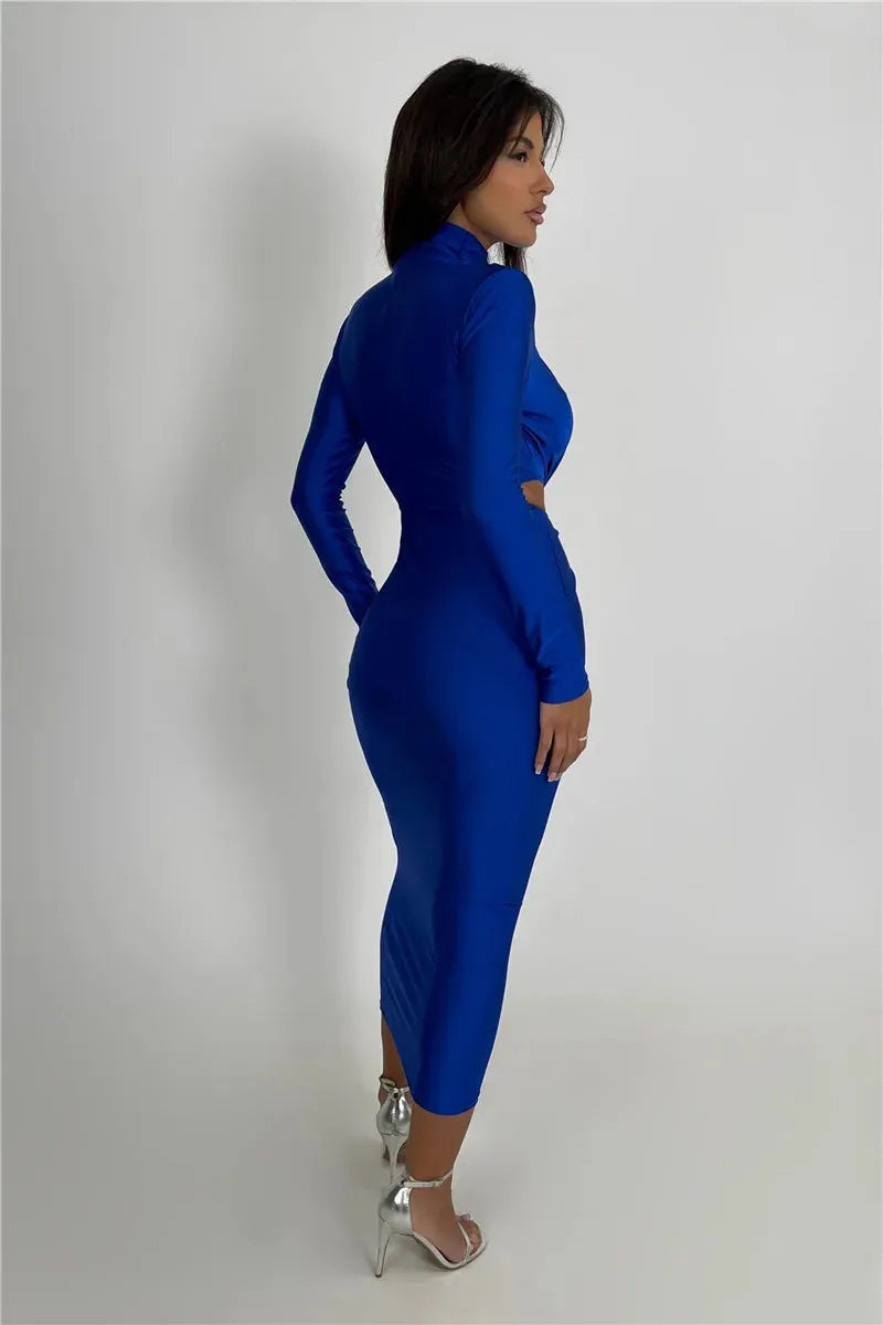 Bodycon Maxi Dress Long Sleeves Elegant Dress Party Dress Silk Dress