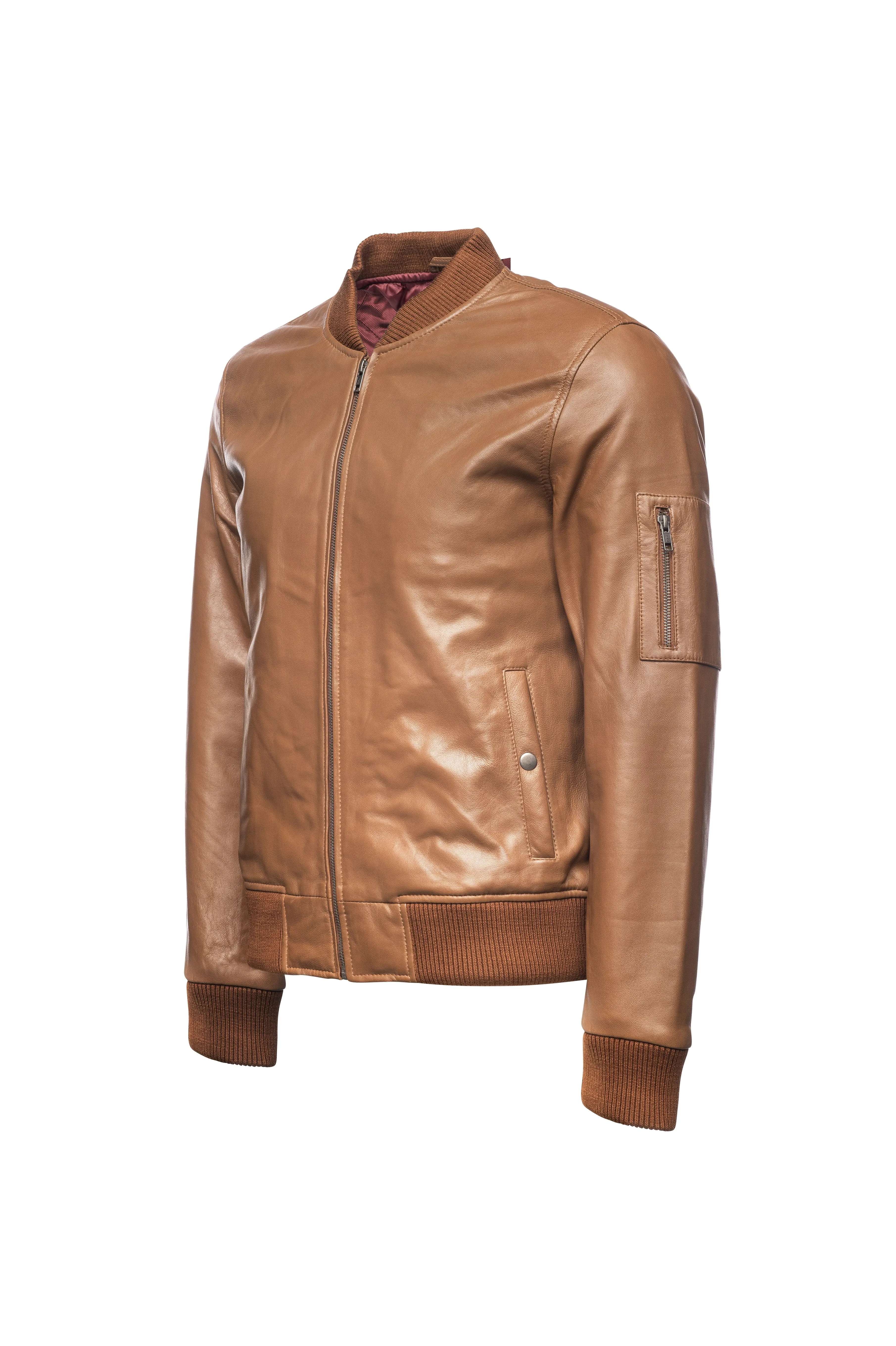 Bomber Leather Jacket- Tan