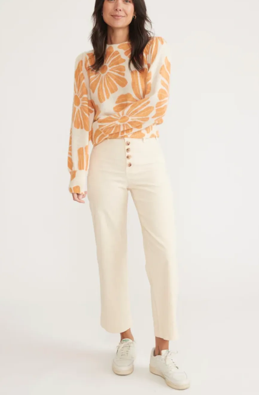 Bridget Cord Slim Wide Leg Crop - Ivory