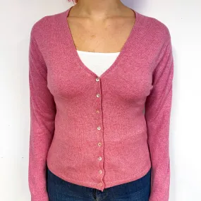 Brora Blush Pink Cashmere V-Neck Cardigan Small