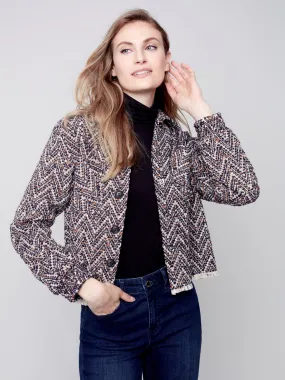 Charlie B Chevron Tweed Cropped Jacket