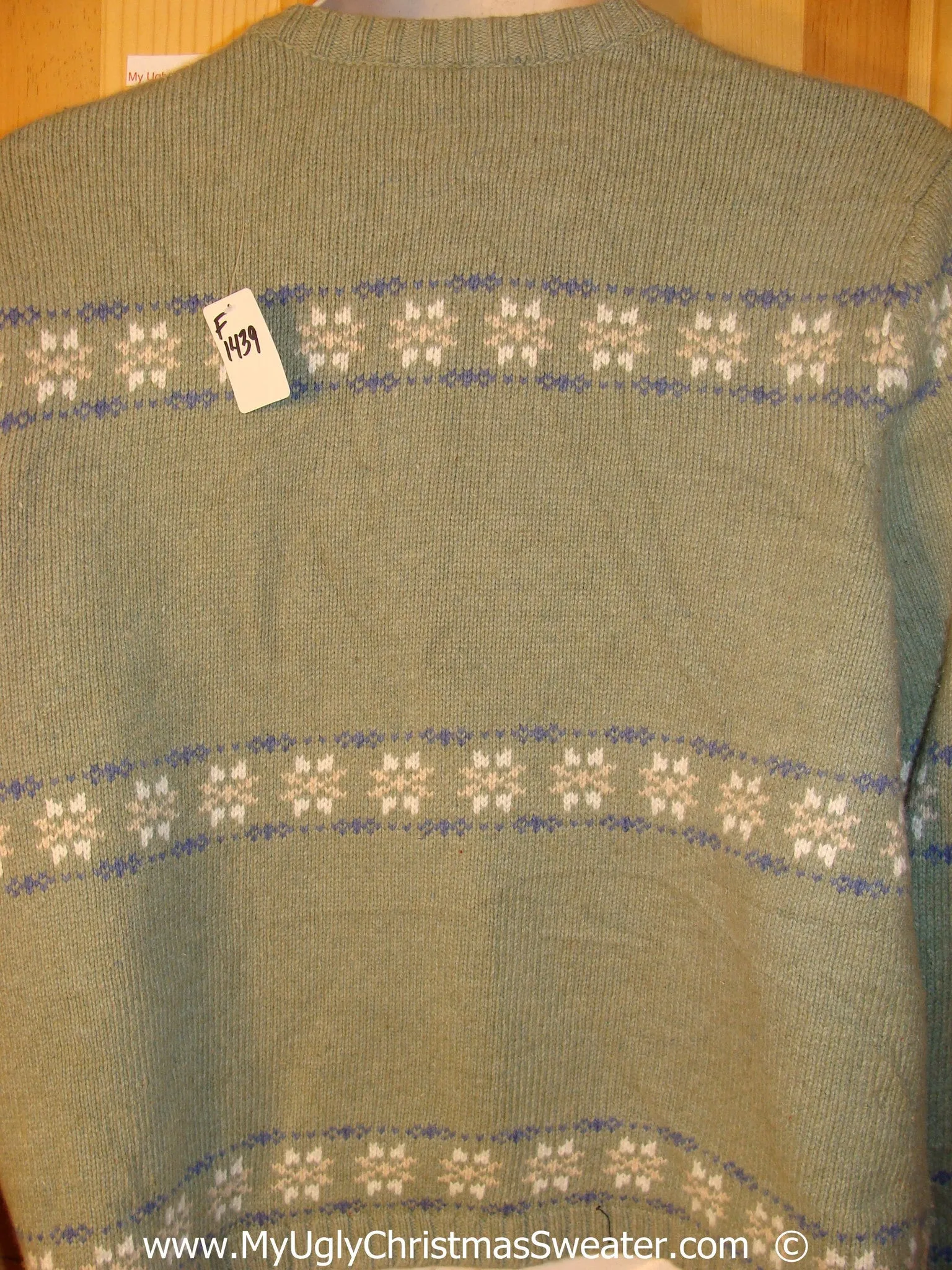 Cheesy Green Christmas Sweater with Snowflakes