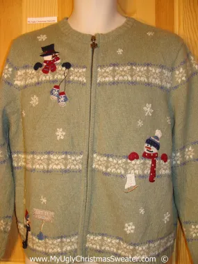 Cheesy Green Christmas Sweater with Snowflakes