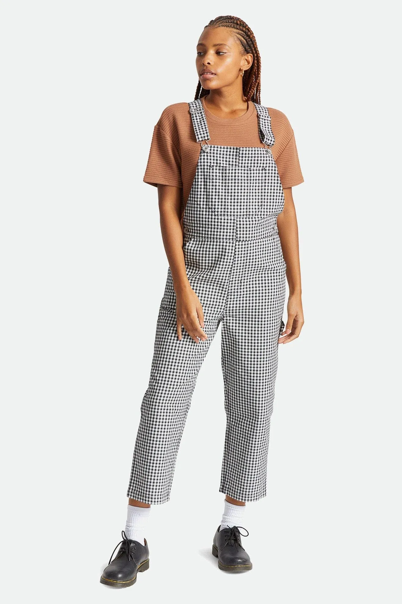 CHRISTINA CROP OVERALL - BLACK GINGHAM