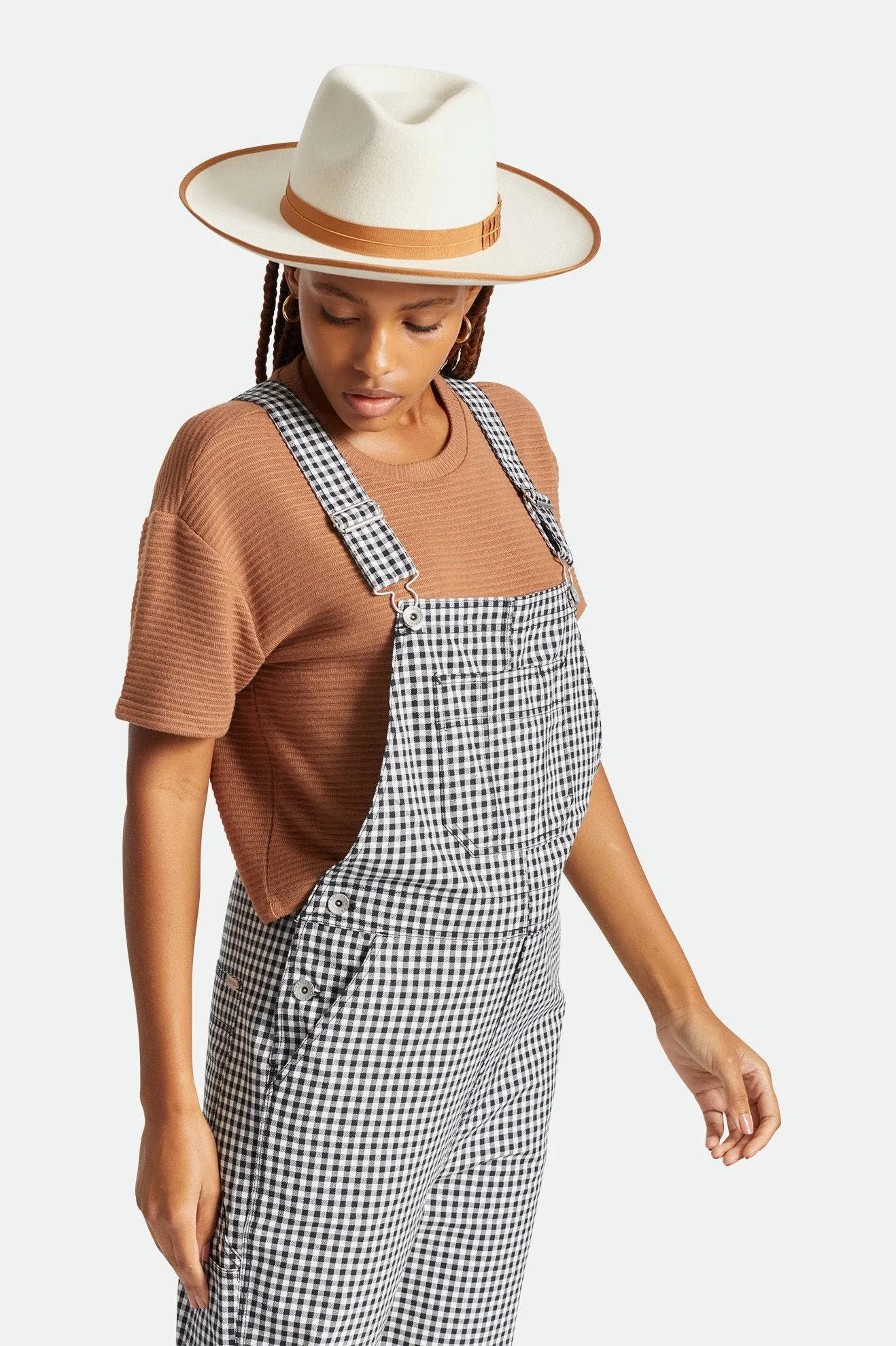 CHRISTINA CROP OVERALL - BLACK GINGHAM