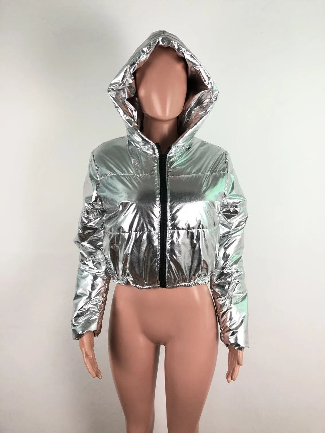 Chrome Hooded Cropped Jacket