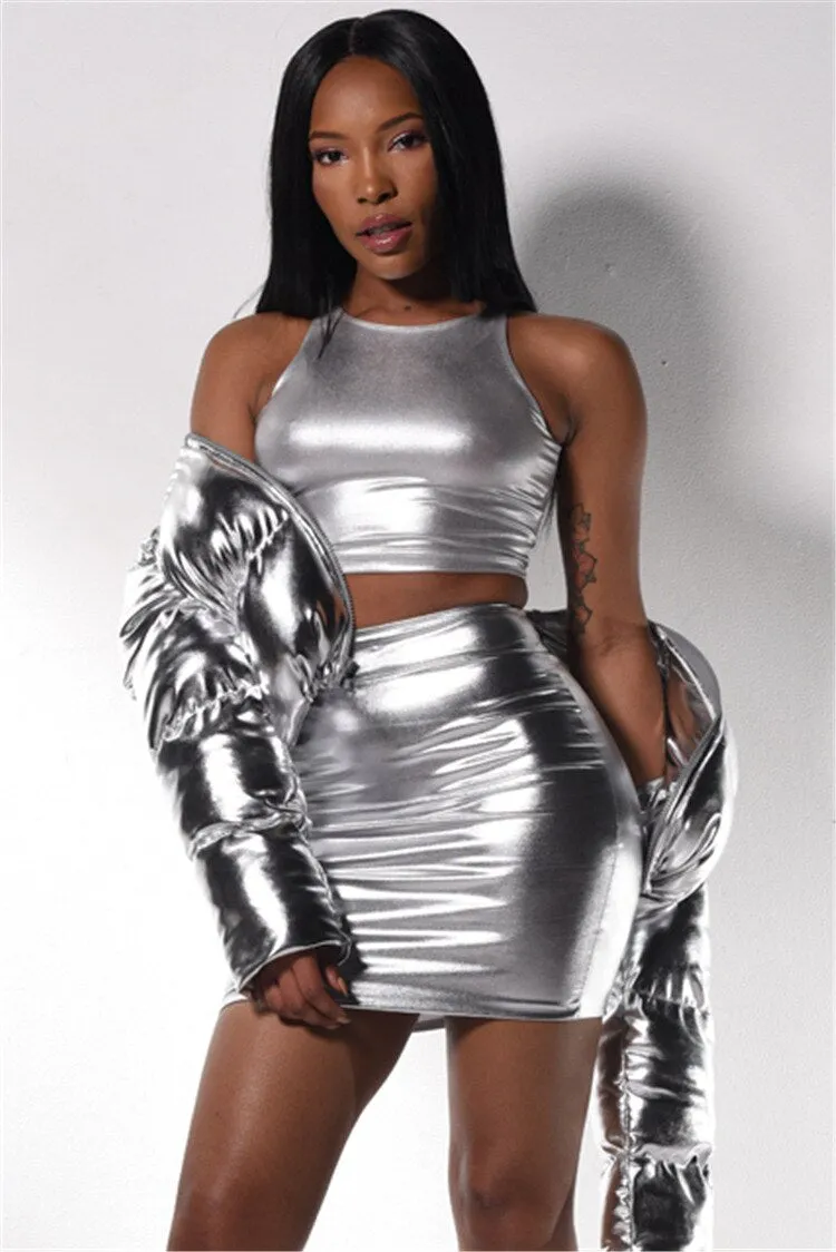 Chrome Hooded Cropped Jacket