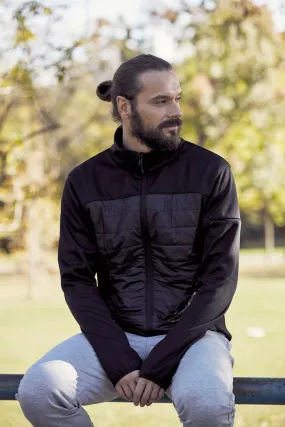 Clique Custer Men's Fleece Jacket | Lightly Padded | Quilted | Reflective Print | Black | XS-3XL