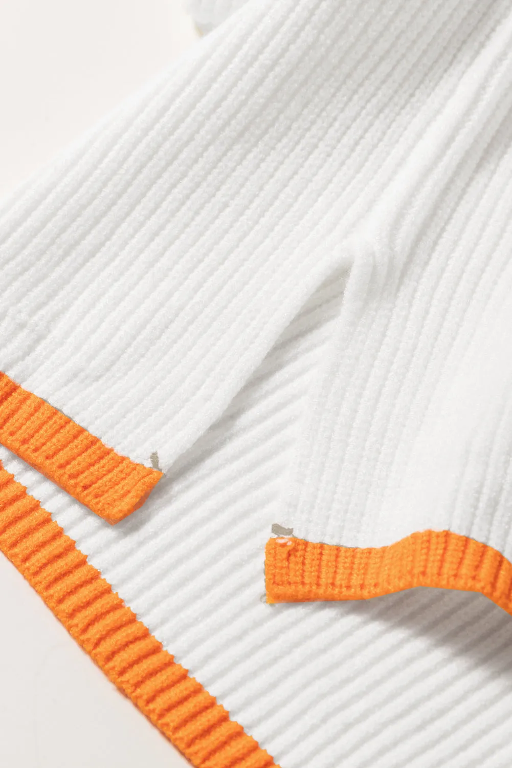 Contrast Half Zip Drop Shoulder Sweater