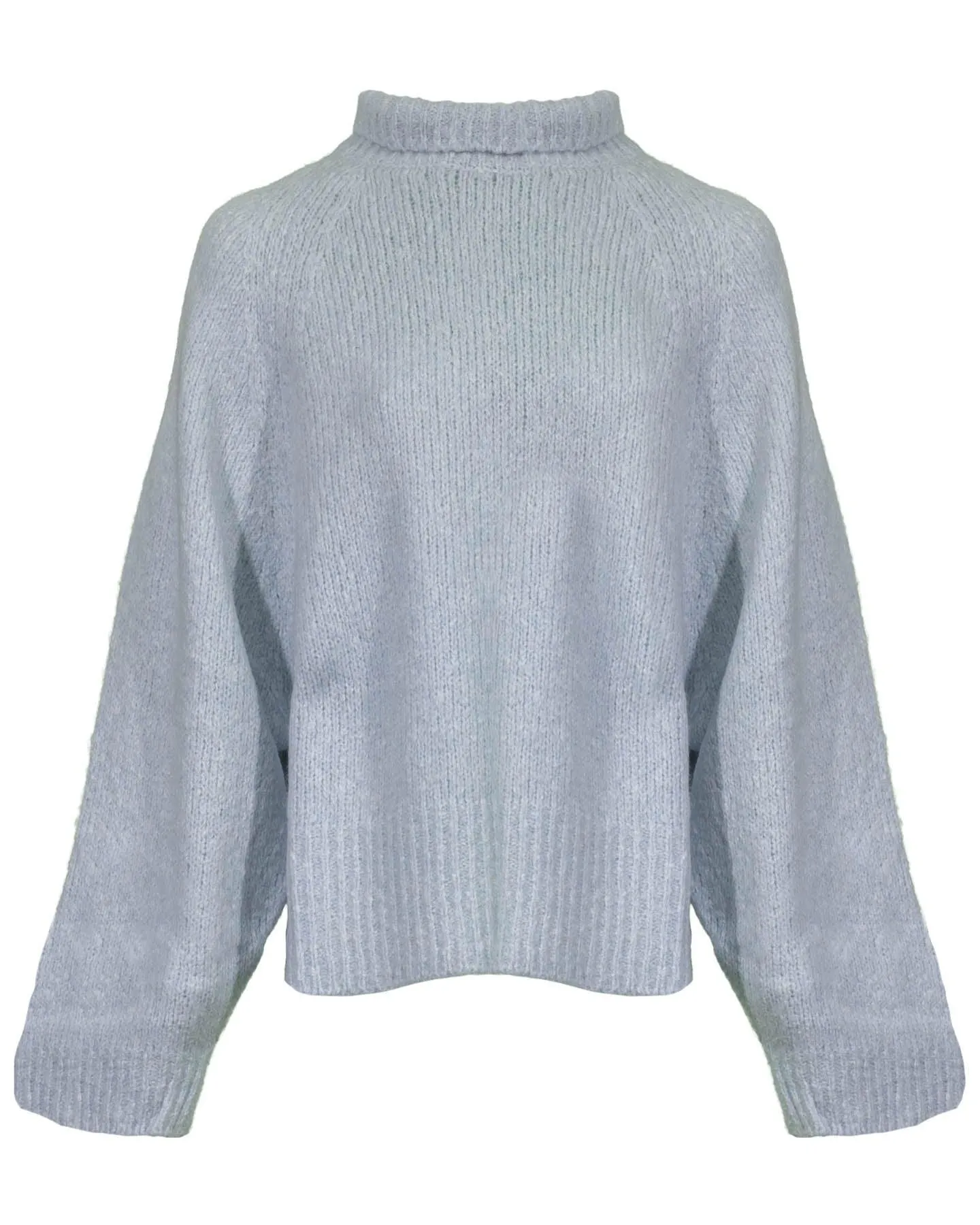 Cotton Wool Blend Funnel Neck Pullover