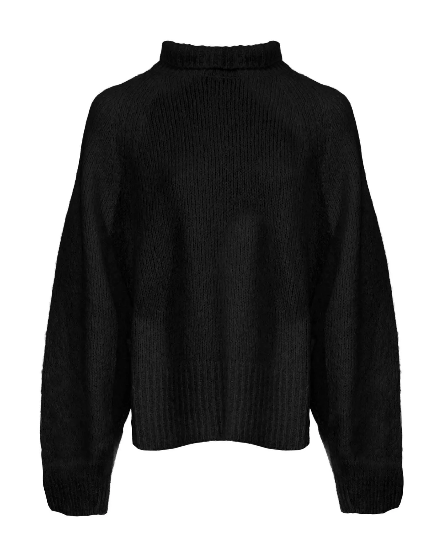 Cotton Wool Blend Funnel Neck Pullover