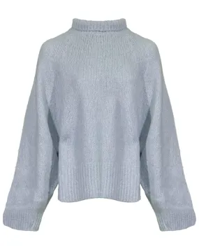 Cotton Wool Blend Funnel Neck Pullover