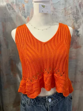 Crop Sweater Tank with Ruffle Detail