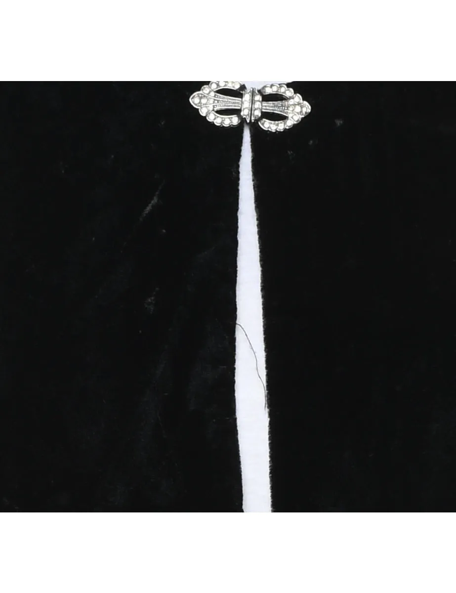 Cropped Black Velvet Evening Jacket - M