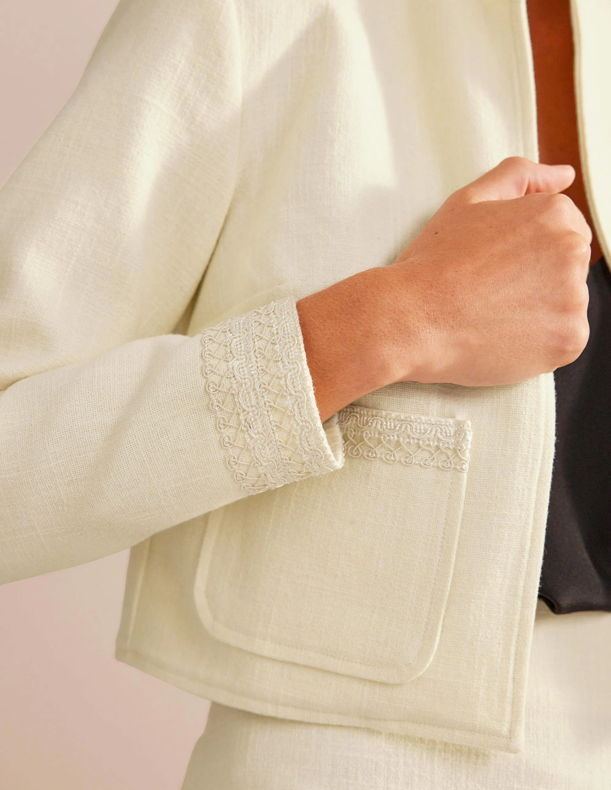 Cropped Cotton Jacket-Ivory