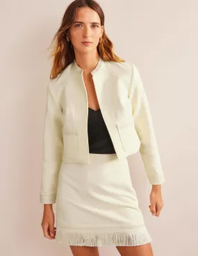 Cropped Cotton Jacket-Ivory