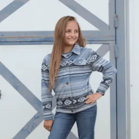 Cruel Girl Girl's Blue Aztec Fleece Trucker Jacket CWJ8690001