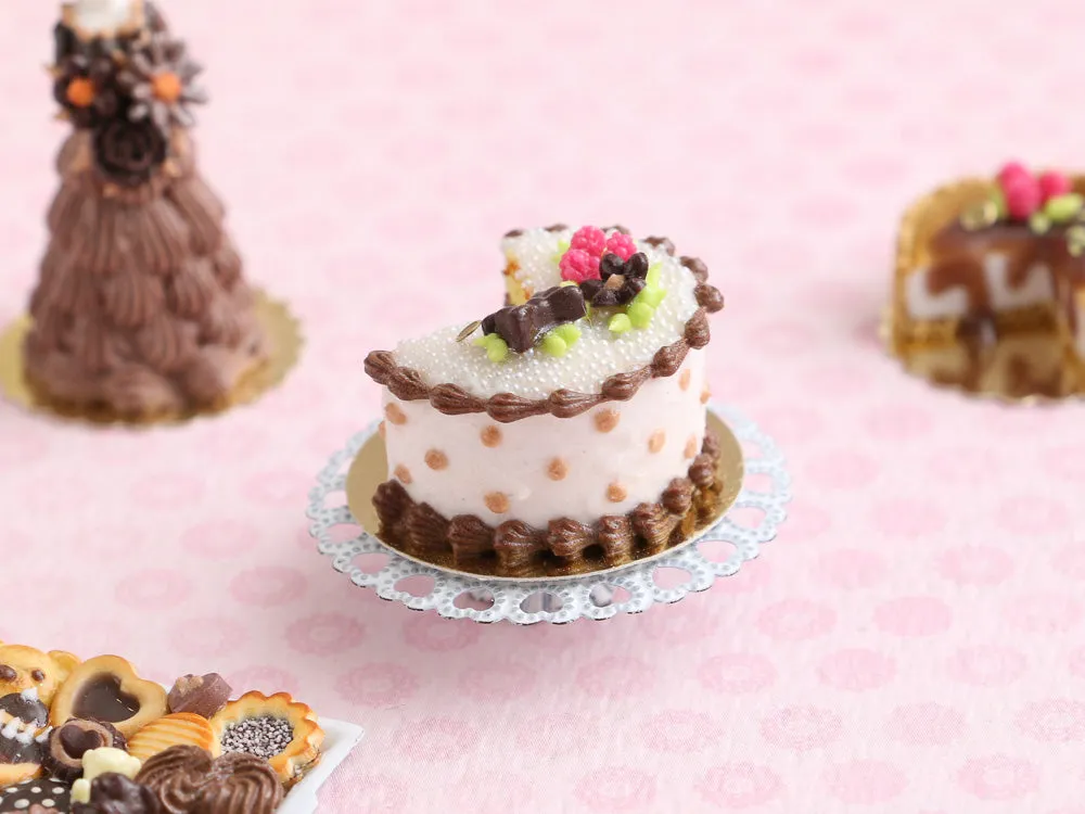 Cut Layer Cake with Chocolate Cream - Handmade Miniature Food for Dollhouses
