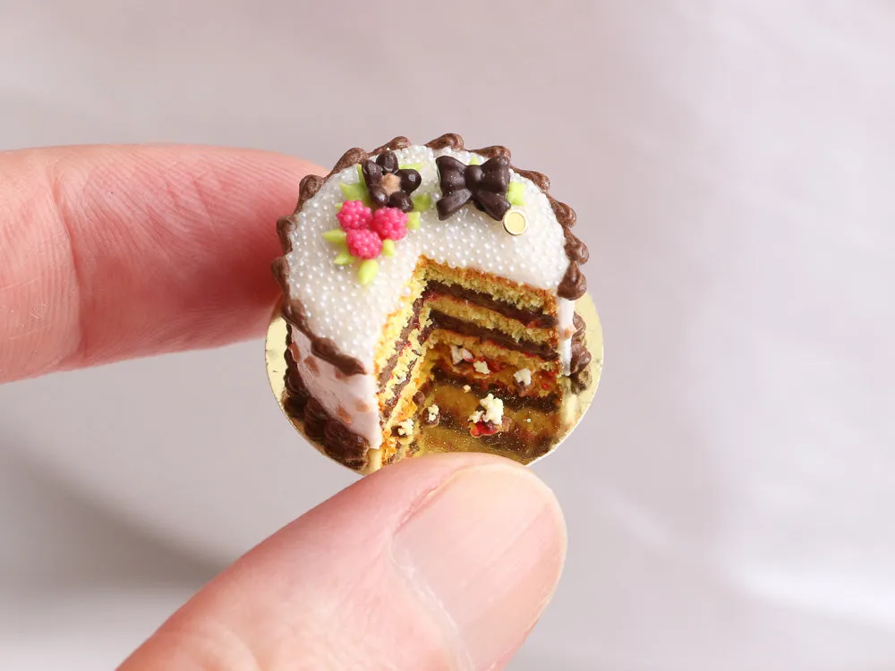 Cut Layer Cake with Chocolate Cream - Handmade Miniature Food for Dollhouses