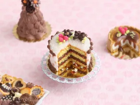 Cut Layer Cake with Chocolate Cream - Handmade Miniature Food for Dollhouses