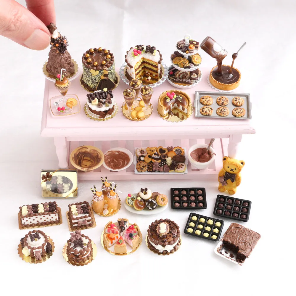 Cut Layer Cake with Chocolate Cream - Handmade Miniature Food for Dollhouses