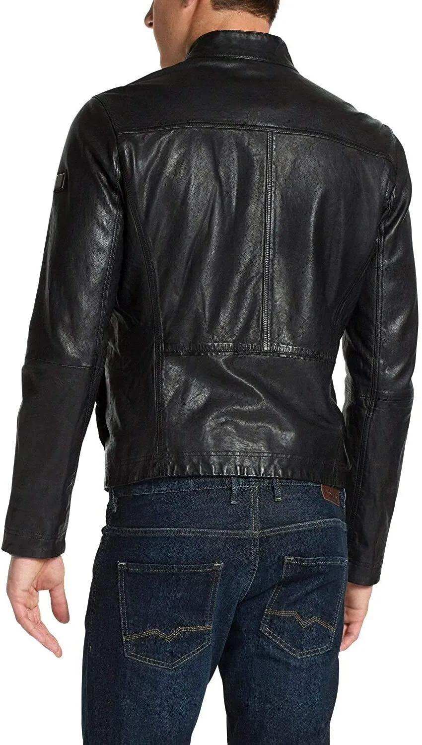 Cypress Genuine Real Leather Jacket Men Black Biker Motorcycle