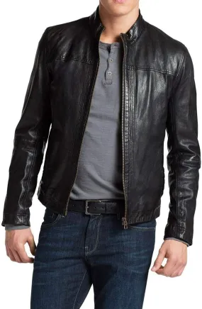 Cypress Genuine Real Leather Jacket Men Black Biker Motorcycle