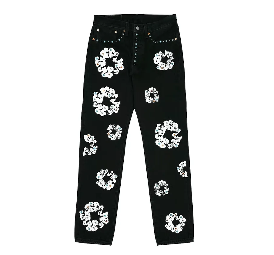 Denim Tears x Levi's 501 Cotton Rhinestone Wreath Jeans Black