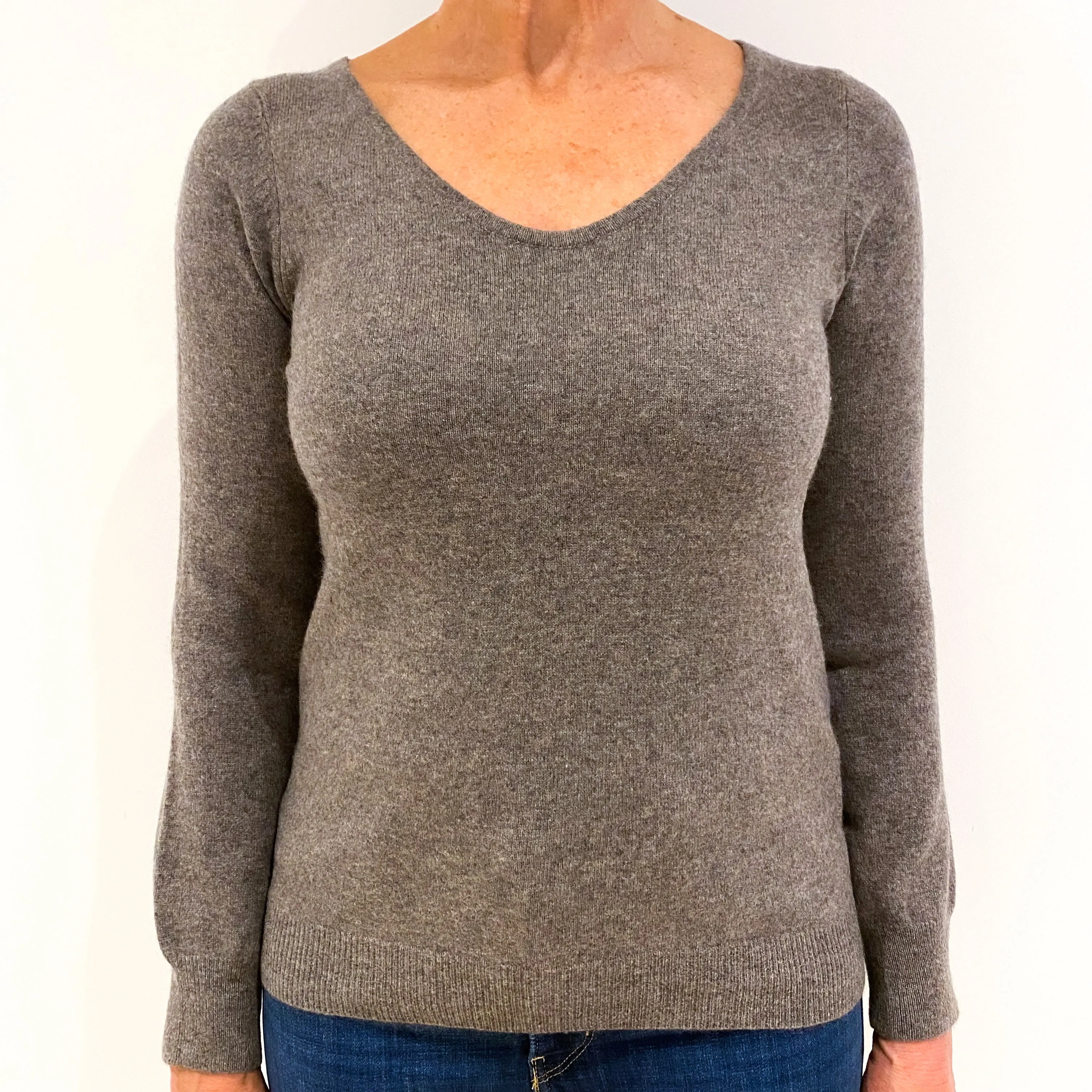 Donkey Grey Marl Cashmere Scoop Neck Jumper Medium