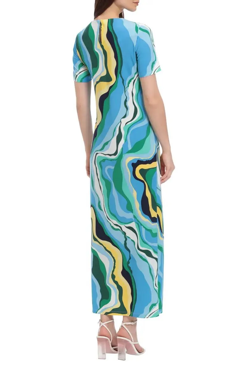 Donna Morgan Crew Neck Sleeveless Pull Over Long Jersey Dress