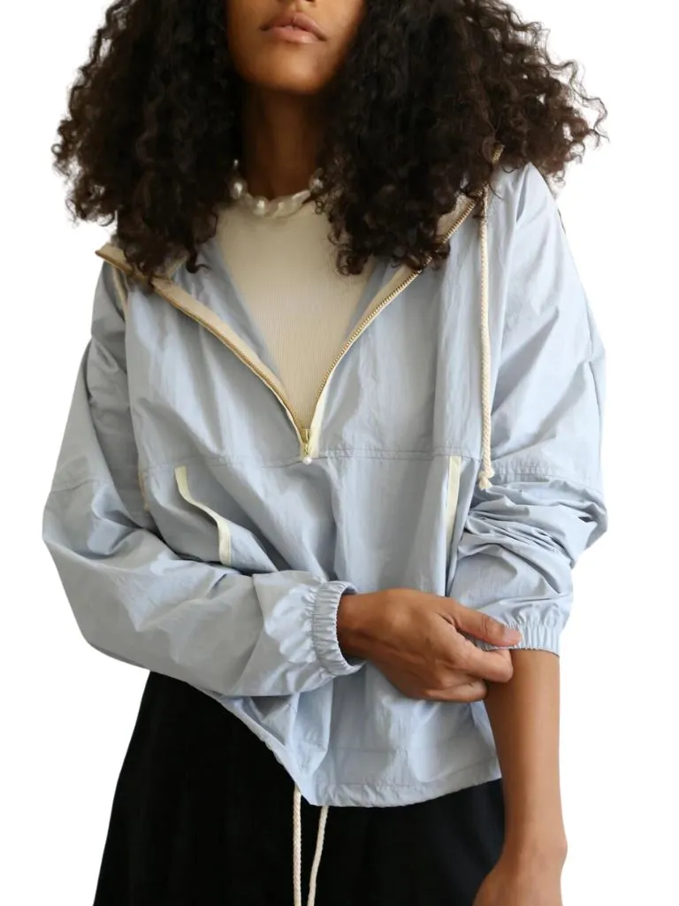 Donni Nylon Quarter Zip Pullover Jacket- Sky