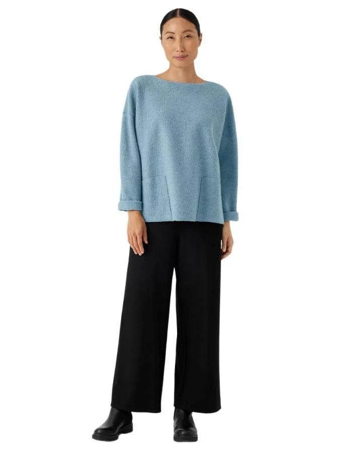 Eileen Fisher Bateau Neck Wool Box Top