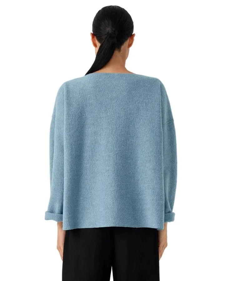 Eileen Fisher Bateau Neck Wool Box Top