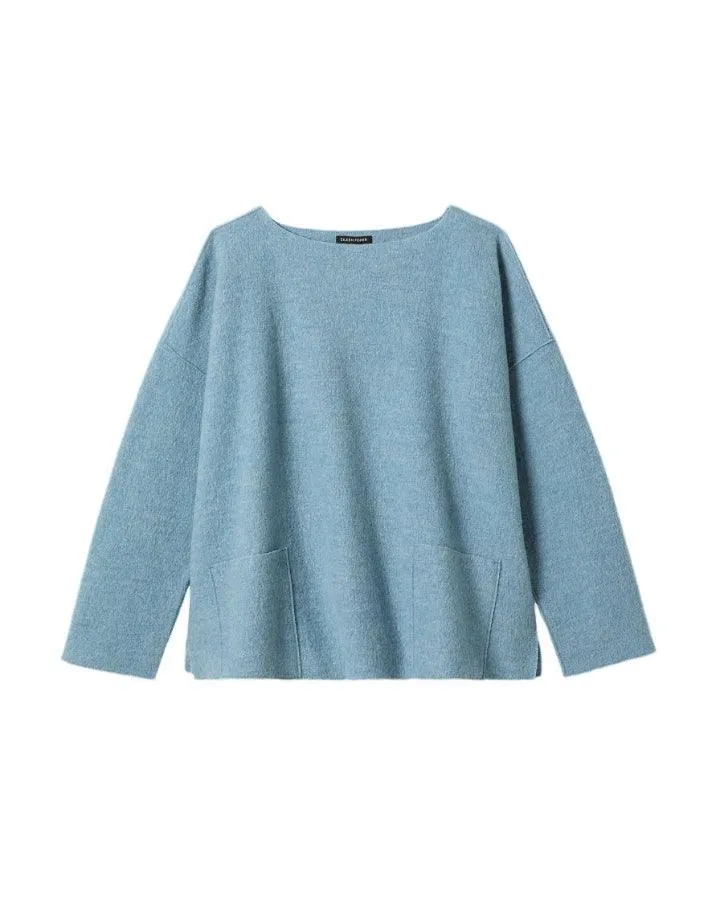 Eileen Fisher Bateau Neck Wool Box Top