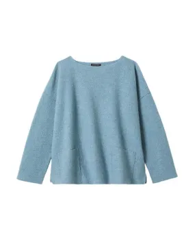 Eileen Fisher Bateau Neck Wool Box Top