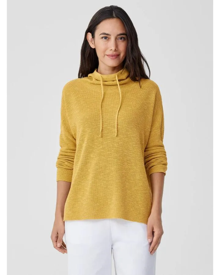Eileen Fisher Organic Linen Cotton Slub Funnel Neck Top
