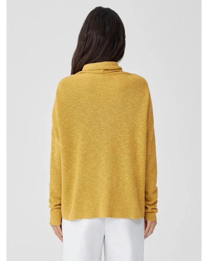 Eileen Fisher Organic Linen Cotton Slub Funnel Neck Top