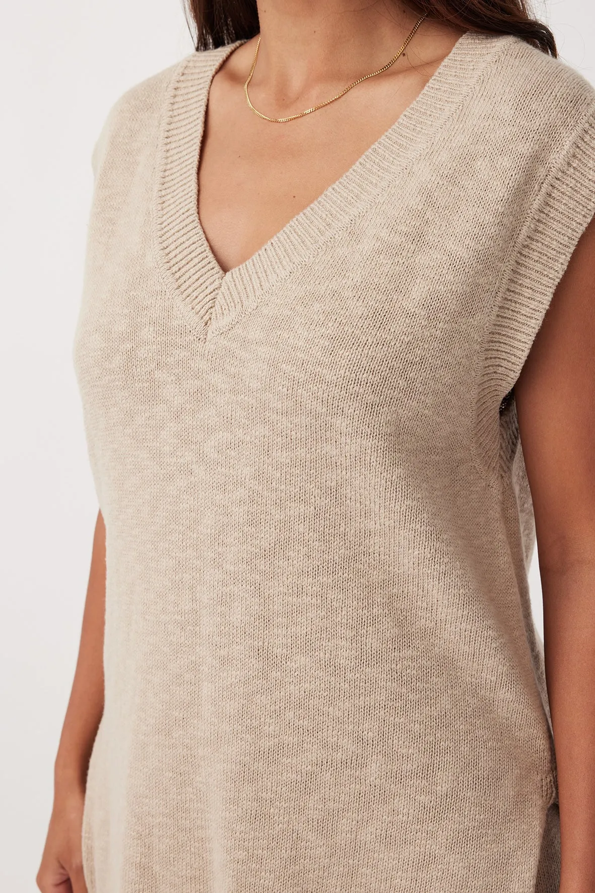 Emma Organic Cotton Vest - Taupe