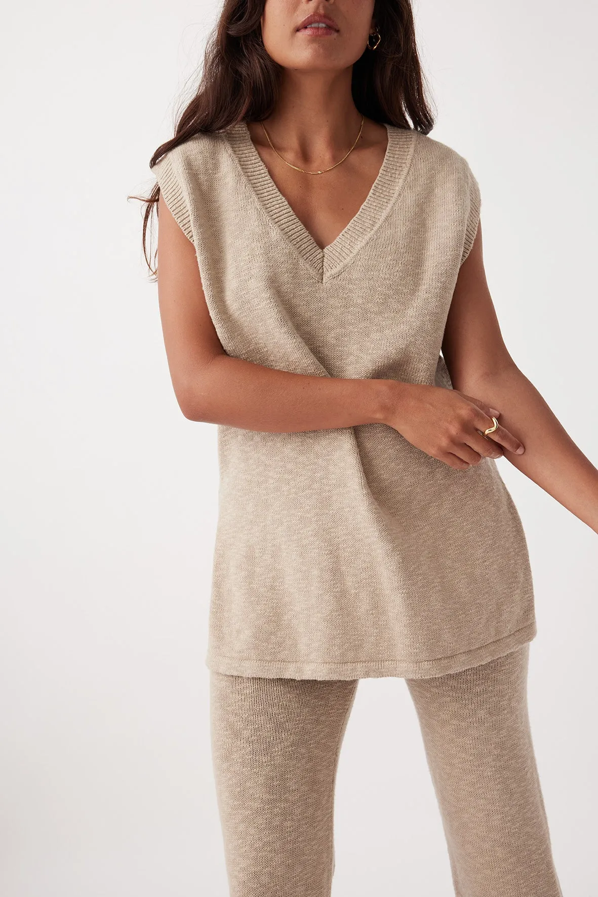 Emma Organic Cotton Vest - Taupe