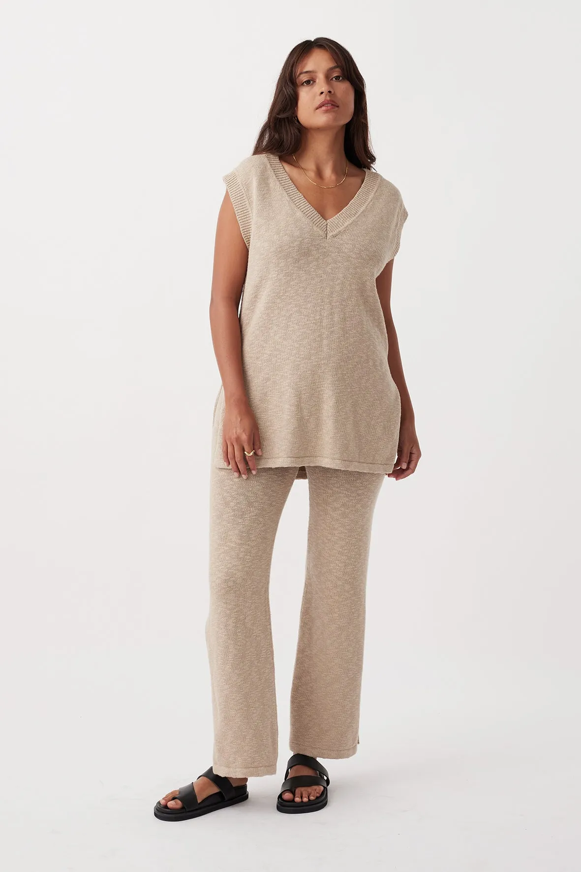 Emma Organic Cotton Vest - Taupe