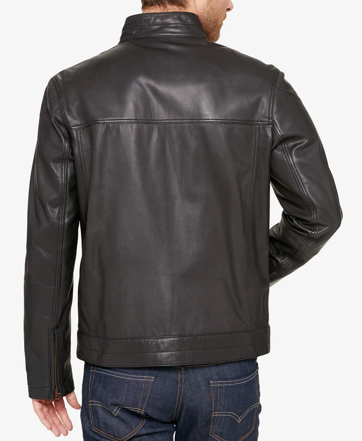 Evum Black Leather Jacket Men Biker Motorcycle Sheepskin