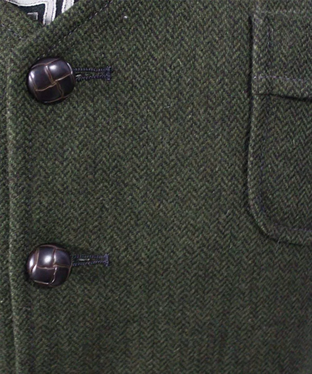 Fashion Men's Slim Fit Tweed Herringbone V Neck Waistcoat