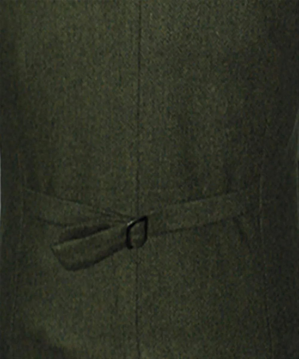 Fashion Men's Slim Fit Tweed Herringbone V Neck Waistcoat