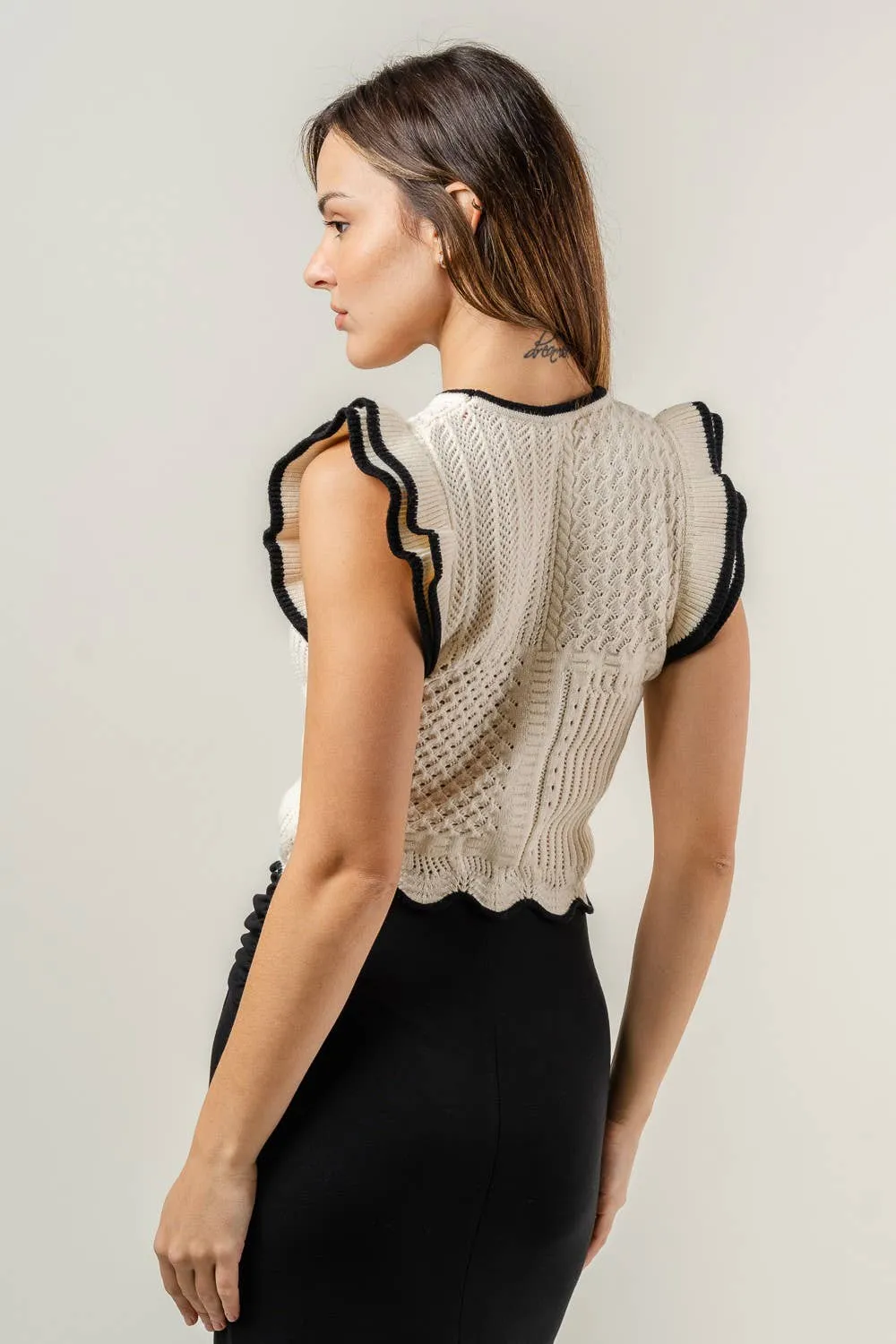 Fiona Flutter Sleeve Sweater Top