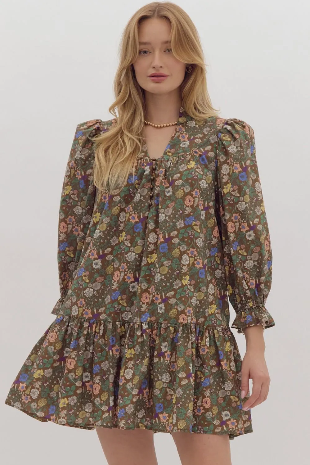 Floral Dress- Brown
