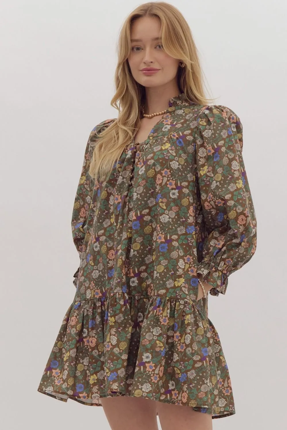 Floral Dress- Brown