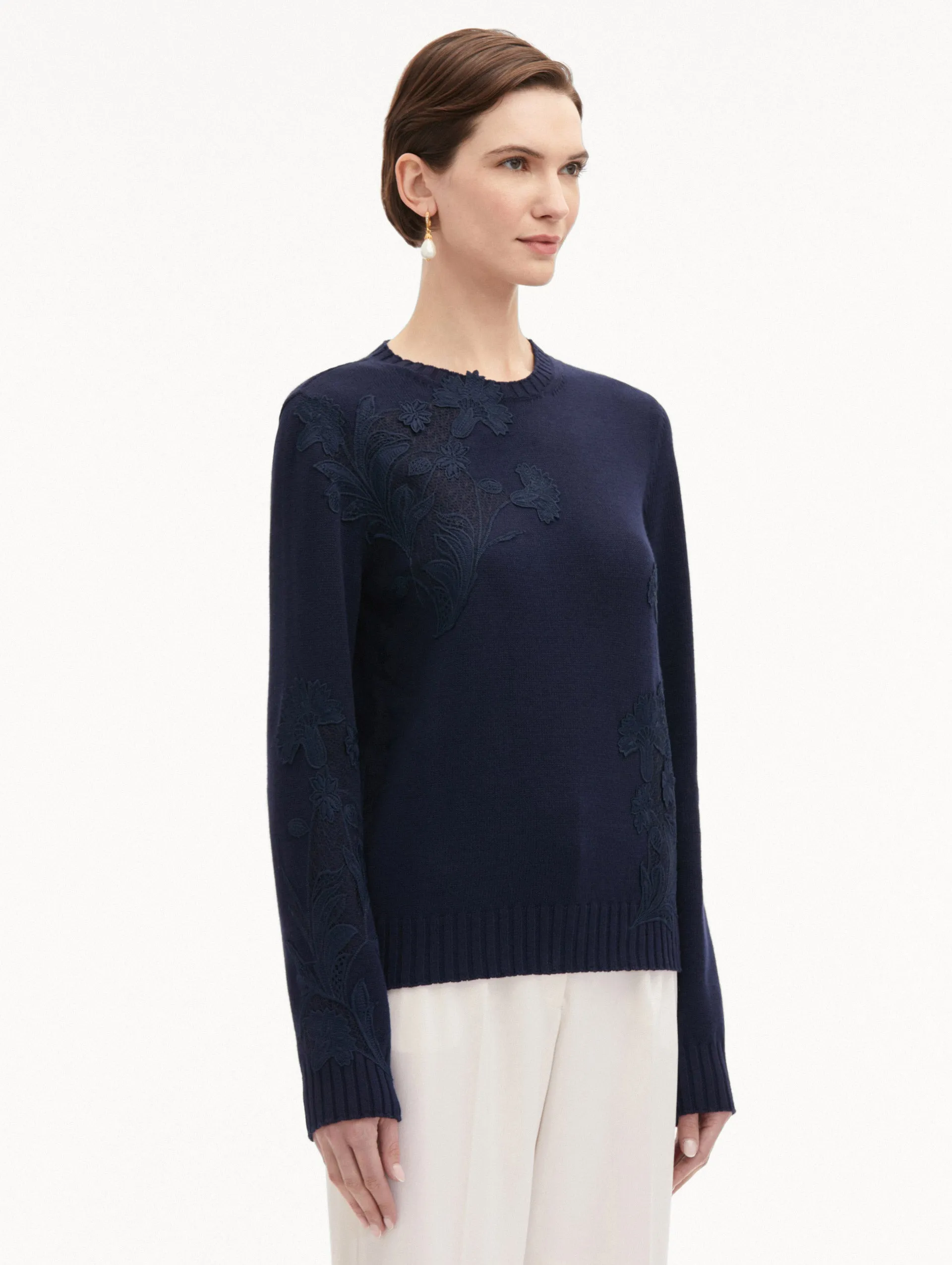Floral Guipure Inset Pullover