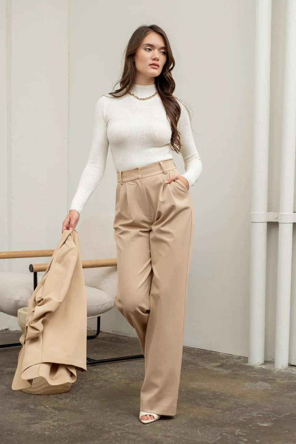 FLORAL MOCK NECK KNIT SWEATER